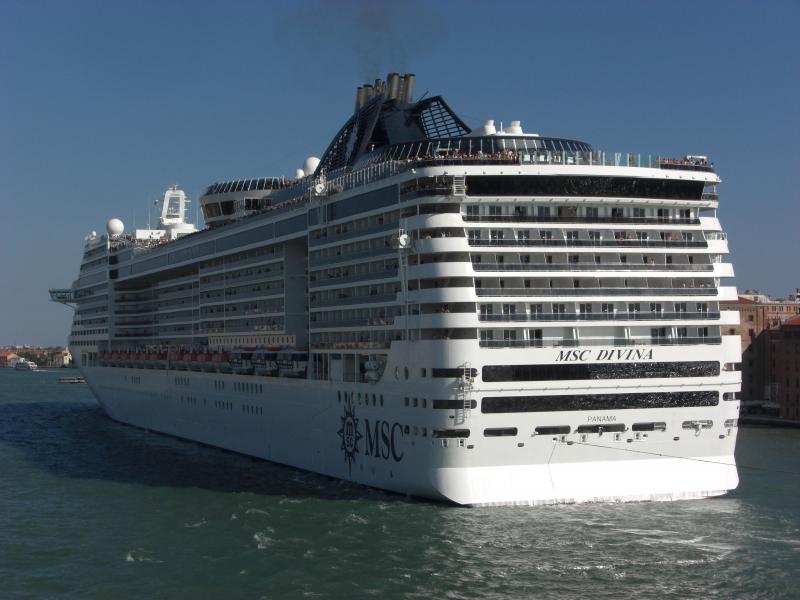 MSC Divina leaving Venice through the Guidecca Canal August 2012
